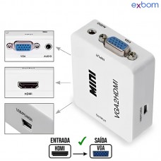 Mini Conversor de HDMI para VGA 1080p c/ Áudio CC-HV1K Exbom
